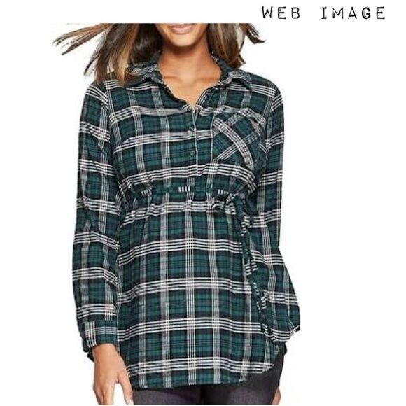 Plaid Long Sleeve Popover Tunic Materni… - Picture 3 of 11